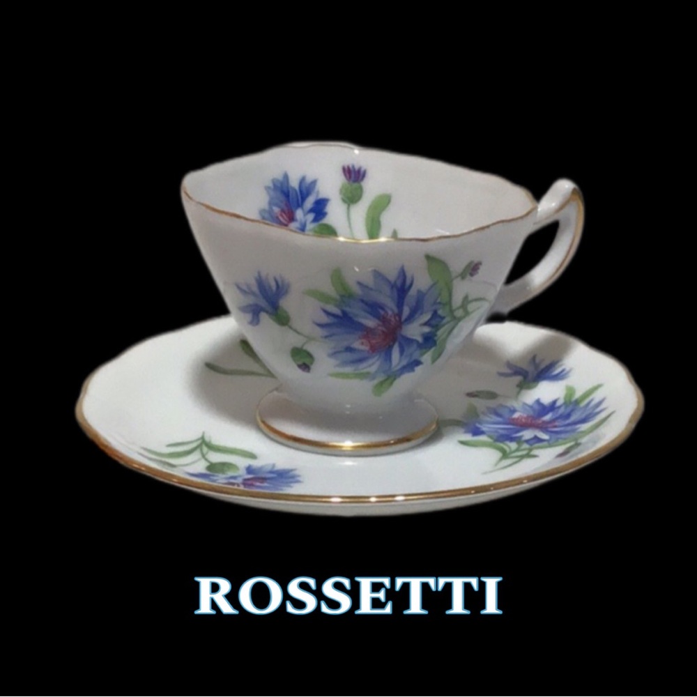 ROSETTI Meadow Belle Hand Painted Tea Cup and Saucer, Blue Flowers